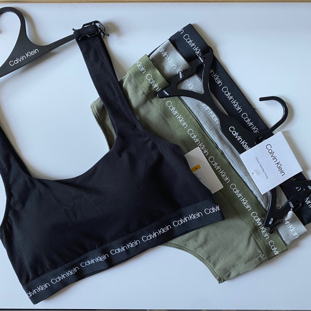 🎈Calvin Klein bralette and 3 pack thong set